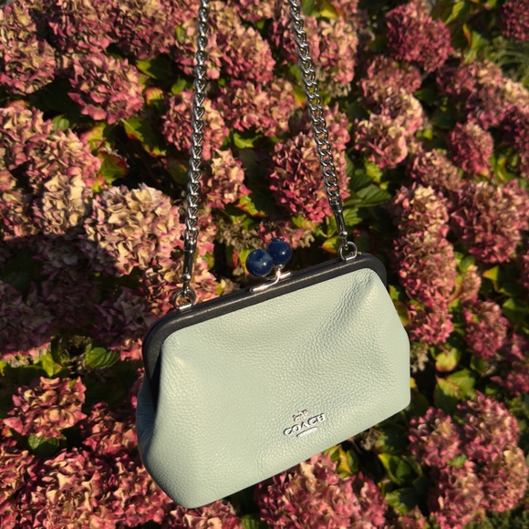 Coach Nora Blueberry Kisslock Crossbody Clutch Light Teal Midnight Multi - Picture 10 of 11